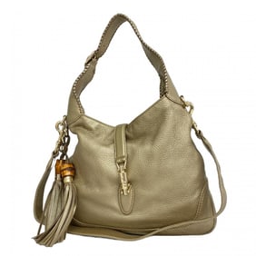 Gucci Bamboo New Jackie Shoulder Bag 246907 Leather Gold Champagne Women's