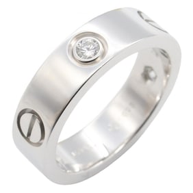 Cartier Love Ring 3PD, 18K White Gold with Diamonds, Men's and Women's, Silver Clear
