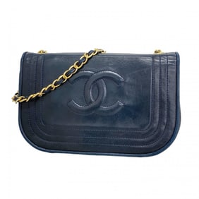 Chanel Shoulder Bag Chain Lambskin Navy Women's