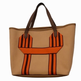 Hermes Hermès Pure Sangle Toile Militaire Tote Bag, Chai Terre Bateau, Women's, B Stamp, P1505175