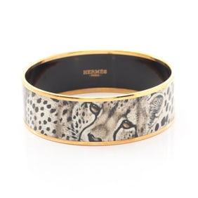 Hermes Hermès GM enamel bangle accessory, GP (gold plated), cloisonné, women's, gold and beige
