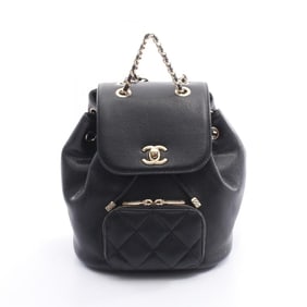 CHANEL Matelasse Backpack Bag in Grained Calfskin Leather, Women's, Black