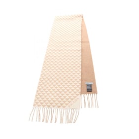 Prada Triangle Logo Scarf, Wool and Cashmere, Women's, Brown Ivory