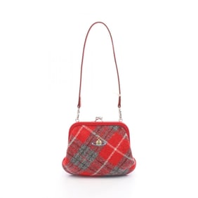 Vivienne Westwood shoulder bag, fabric and leather, women's, red, gray, white, S4B01000IWW00W1001