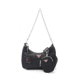 Prada Re-Edition 2005 Shoulder Bag in Nylon and Saffiano Leather, Black, Women's, 1BH204