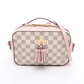 Louis Vuitton Saintonge Shoulder Bag, Coated Canvas and Leather with Damier Azur, Women's, White Pin