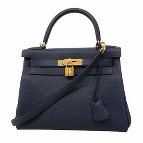 Hermes Hermès Kelly 28 Togo Blue Nuit C Stamped 2-Way Bag for Women P1530509