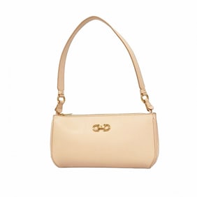 Salvatore Ferragamo Gancini Leather Shoulder Bag in Pink Champagne for Women