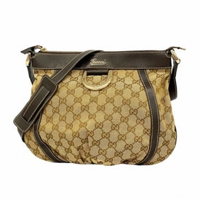 Gucci GG Canvas Abbey Shoulder Bag 203257 Brown Champagne Women's