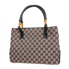 Gucci GG Canvas Bamboo Tote Bag 112526 Black Pink Women's
