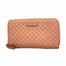 Gucci Micro Guccissima Long Wallet 449391 Leather Pink Champagne Women's