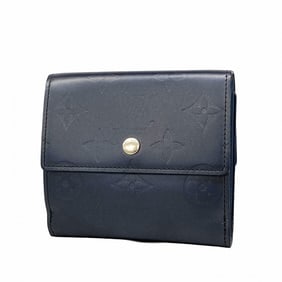 Louis Vuitton Monogram Matte Tri-fold Wallet Porte-Monnaie-Vieux Carte Credit M65115 Blue Women's