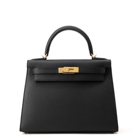 Hermès Kelly 28 handbag, black, with exterior stitching, Epson logo, B stamp, HERMES 2-way bag, bla