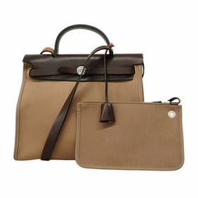 Hermes Hermès Airbag Zip PM Toile Officier Handbag, Brown, Size L Engraved, Women's