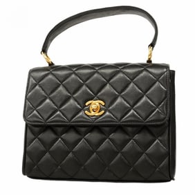 Chanel Matelasse Handbag, Lambskin, Black, Women's