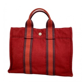 Hermes Handbag Foul Tou PM Canvas Red Women's