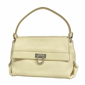Salvatore Ferragamo Gancini Leather Shoulder Bag in Ivory for Women