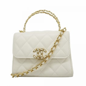 Chanel Matelasse Handbag with Chain Shoulder Strap, Caviar Skin, White Champagne, Women's
