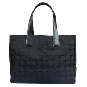 CHANEL Tote MM New Travel Bag, Chanel Nylon Jacquard, Black, Women's,