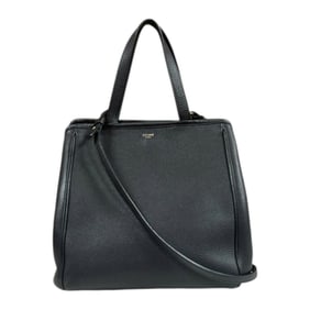 Celine Small Fold Cabas Shoulder Bag, Leather, Black, 194073, Women's, CELINE 2-Way