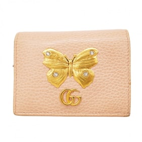 Gucci GG Marmont Butterfly Wallet 499361 Leather Pink Beige Women's