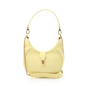 BVLGARI Serpenti Ellipse Handbag, Leather, Women's, Yellow