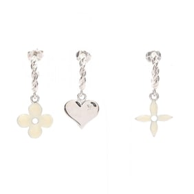 Louis Vuitton Boucle d'Oreille Sweet Monogram Earrings, Stainless Steel, Women's, Silver and Ivory,