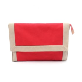 Hermes Hermès Tapiselle second bag/clutch bag, canvas, women's, red and beige