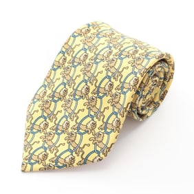 Hermes Hermès silk tie for men in multicolored yellow.