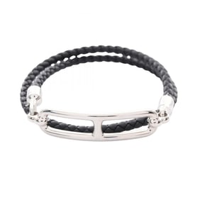 Hermes Hermès Le Lis de Bleu Tours bracelet in stainless steel and leather, available silver black.
