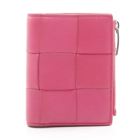 Bottega Veneta Small Cassette Maxi Intrecciato Bi-fold Wallet, Leather, Women's, Pink, 742698