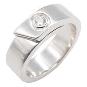 Cartier Anniversary Ring, 18K White Gold with Diamonds, 1PD, for Men and Women, Silver Clear.