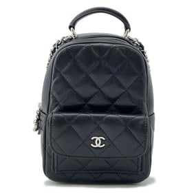 CHANEL Matelasse Coco Mark Mini Backpack in Caviar Skin, AP3753, 2-Way, Black