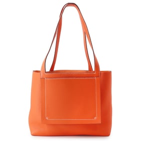 Hermes Hermès Cabas Serie 31 tote bag in orange poppy and Taurillon Clemence leather with a B