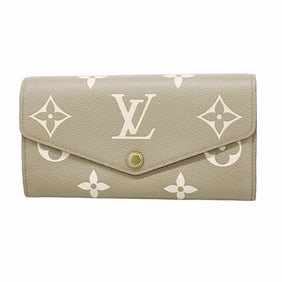 Louis Vuitton Monogram Empreinte Two-Tone Portefeuille Sarah Wallet M81049 Tourterelle Creme Women's