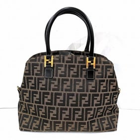 FENDI ZUCCA BROWN BAG HANDBAG WOMEN'S