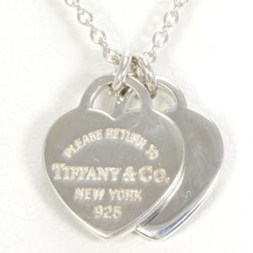 Tiffany Return to Double Heart Silver Necklace Box Bag Total weight approx. 2.9g Approx. 41cm