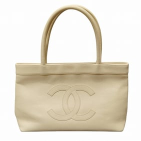 CHANEL Lambskin Beige Bag Tote Handbag Women's