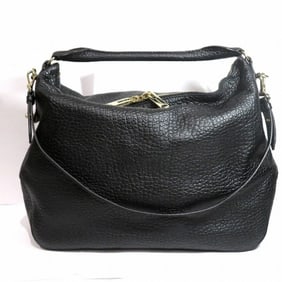 Burberry Black Leather Embossed Bag Handbag Shoulder Women's