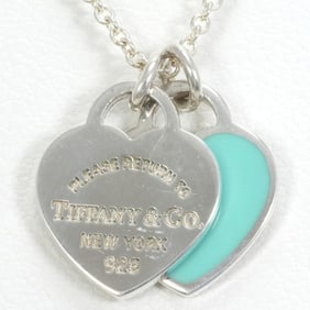Tiffany Return to Double Heart Silver Enamel Necklace Total weight approx. 2.6g 41cm