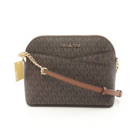 Michael Kors JET SET TRAVEL Shoulder Bag, Coated Canvas, Leather, Women's, Brown, 35F1GTVC6B