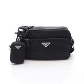 PRADA NEW VELA Shoulder Bag Nylon Leather Women's Black 1BC167RV44F0002