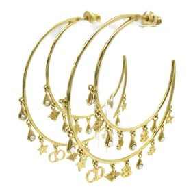 Christian Dior Dior Earrings GP (Gold Plated) Stone Women's Clear Gold