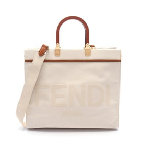 FENDI SUNSHINE MEDIUM Tote Bag Canvas Women's Ivory 8BH386
