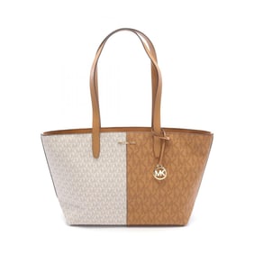 Michael Kors JET SET TRAVEL Tote Bag, Coated Canvas, Women's, Brown, White, 35F4GTVT6V