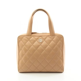 CHANEL Wild Stitch Handbag Bag Leather Women's Beige A14693