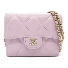 CHANEL Matelasse Wallet/Coin Case Wallet Caviar Skin (Grained Calf) Women's Purple Lavender AP0238