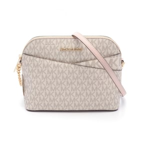 Michael Kors JET SET TRAVEL Shoulder Bag, Coated Canvas, Leather, Women's, White, Pink, 35F1GTVC6B