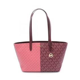 Michael Kors JET SET TRAVEL Tote Bag, Coated Canvas, Leather, Women's, Pink, Bordeaux, 35F4GTVT6V