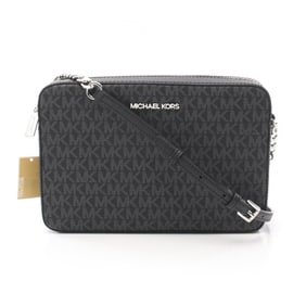 Michael Kors JET SET ITEM Jet Set MK Signature Shoulder Bag Coated Canvas Leather Women's Black